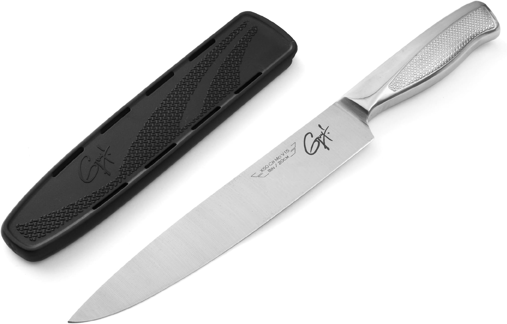 Guy Fieri Signature 8-Inch Stainless Steel Slicer Knife with Sheath (Red, Black)