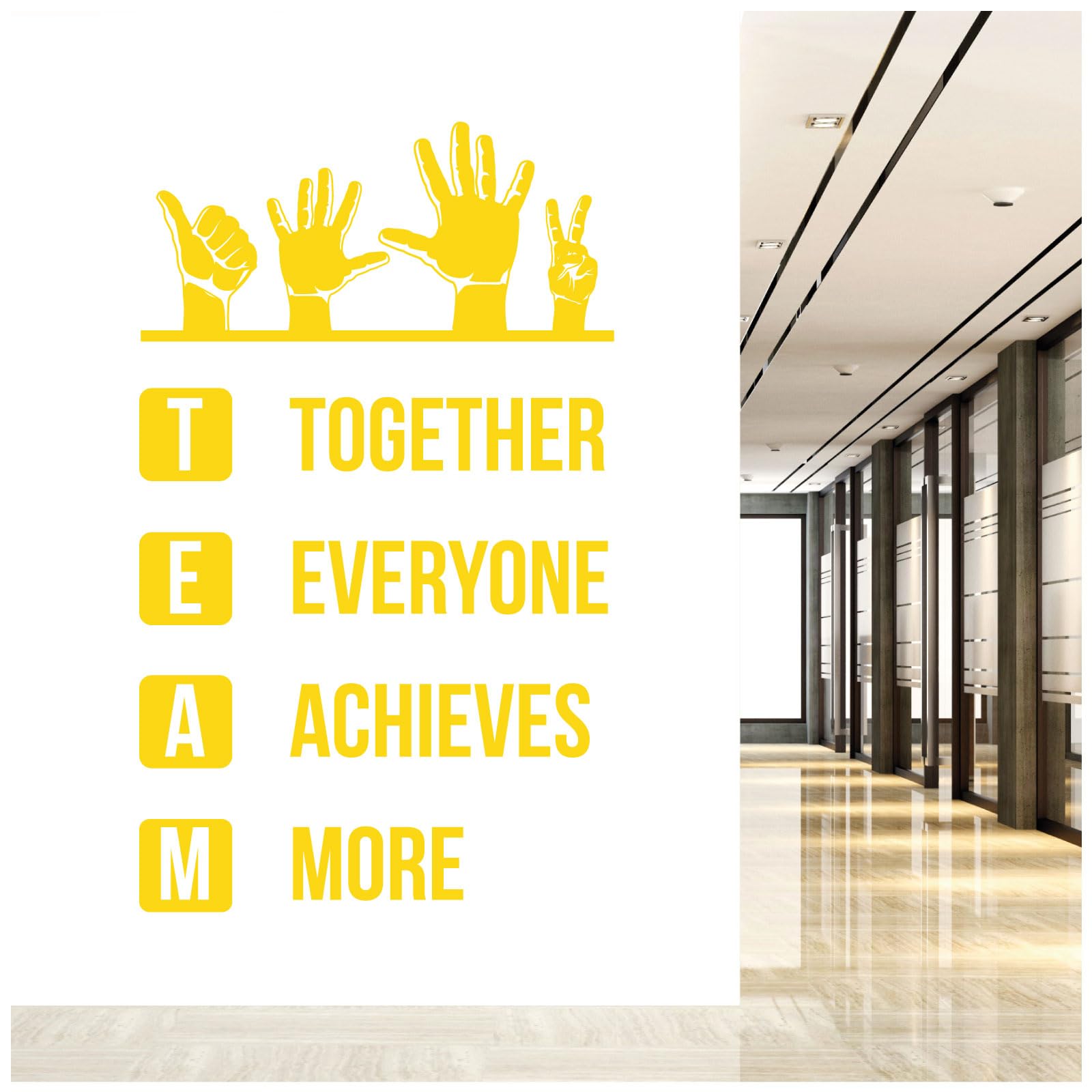 Team - Together Everyone Achieves More - Wall Quote, Office, Corporate, Corridor Wall Art Sticker [Medium] [Medium Yellow] — image 1