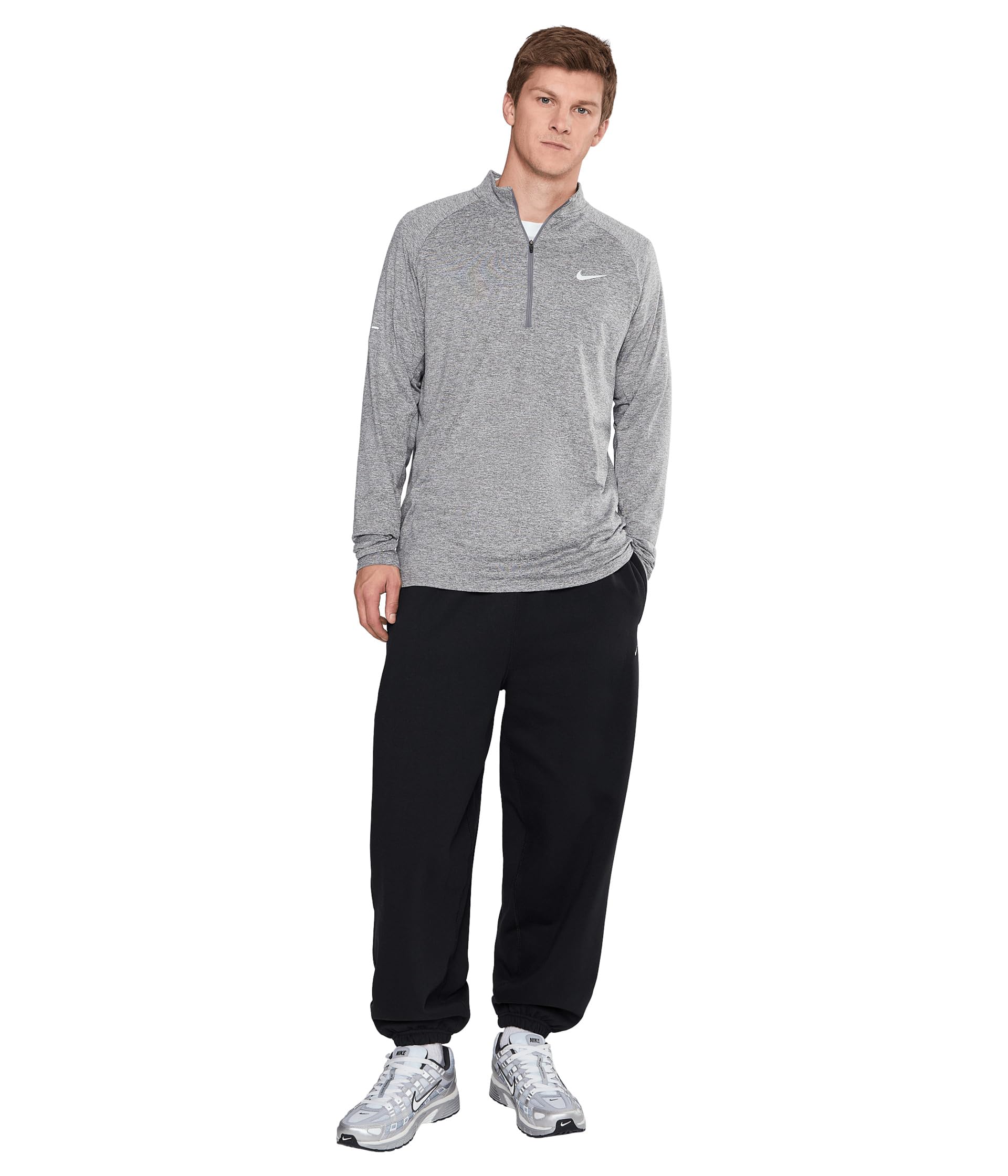 Nike Męska bluza M NK DF STRIDE HZ Materiał funkcjonalny Bieganie Smoke Grey/Htr/Reflective Silv M