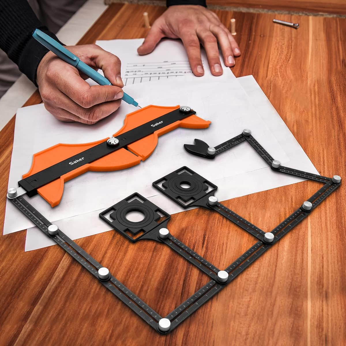 Saker Contour Gauge Profile Tool- Adjustable Lock-Precisely Copy Irregular Shape Duplicator -Irregular Welding Woodworking Tracing - Must Have Tool for DIY Handyman, Construction (Connection Package)