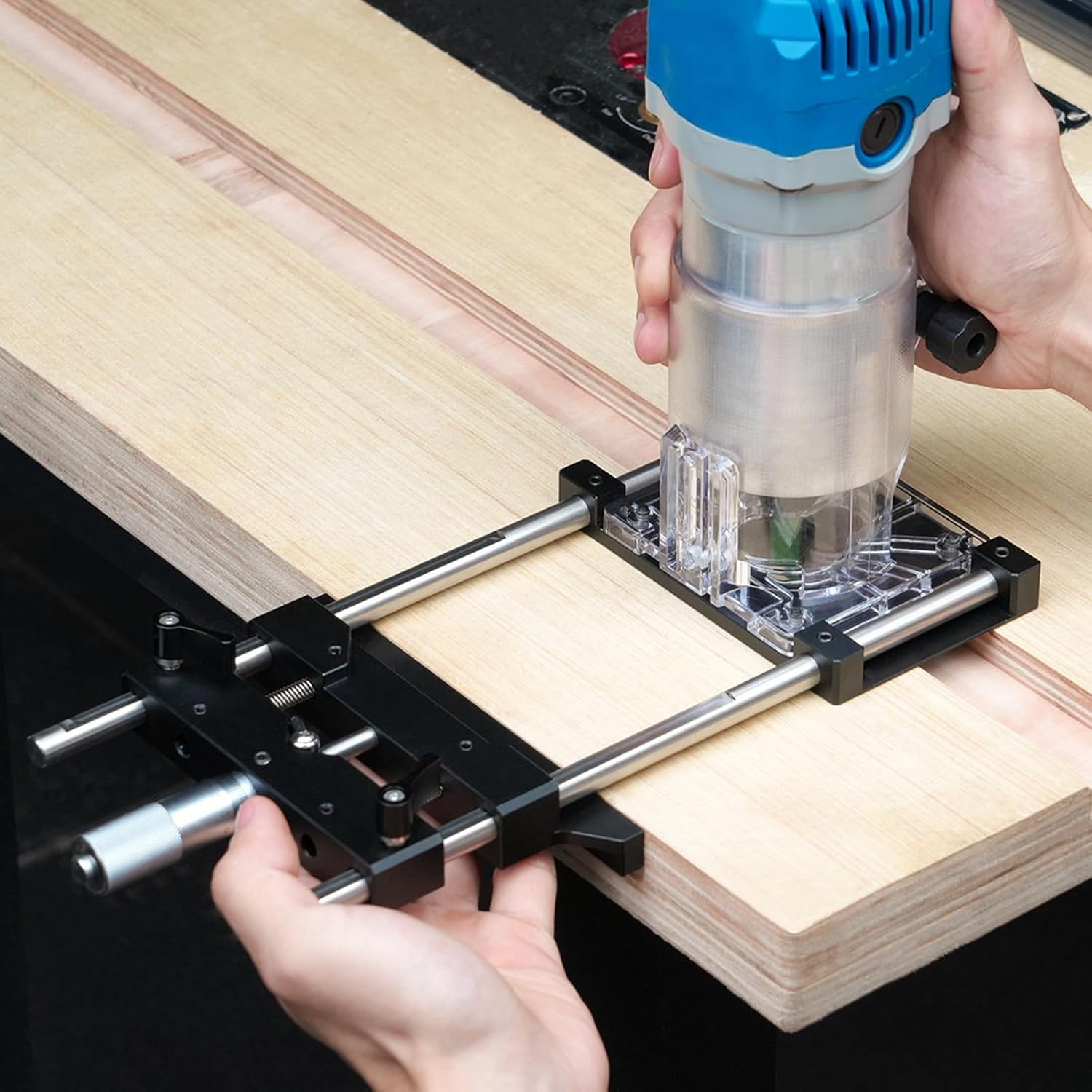 Wood Router Base Slotting Locator Fastener Slotting Bracket Woodworking Connector Trimmer Bracket Base Portable Trimming Tool