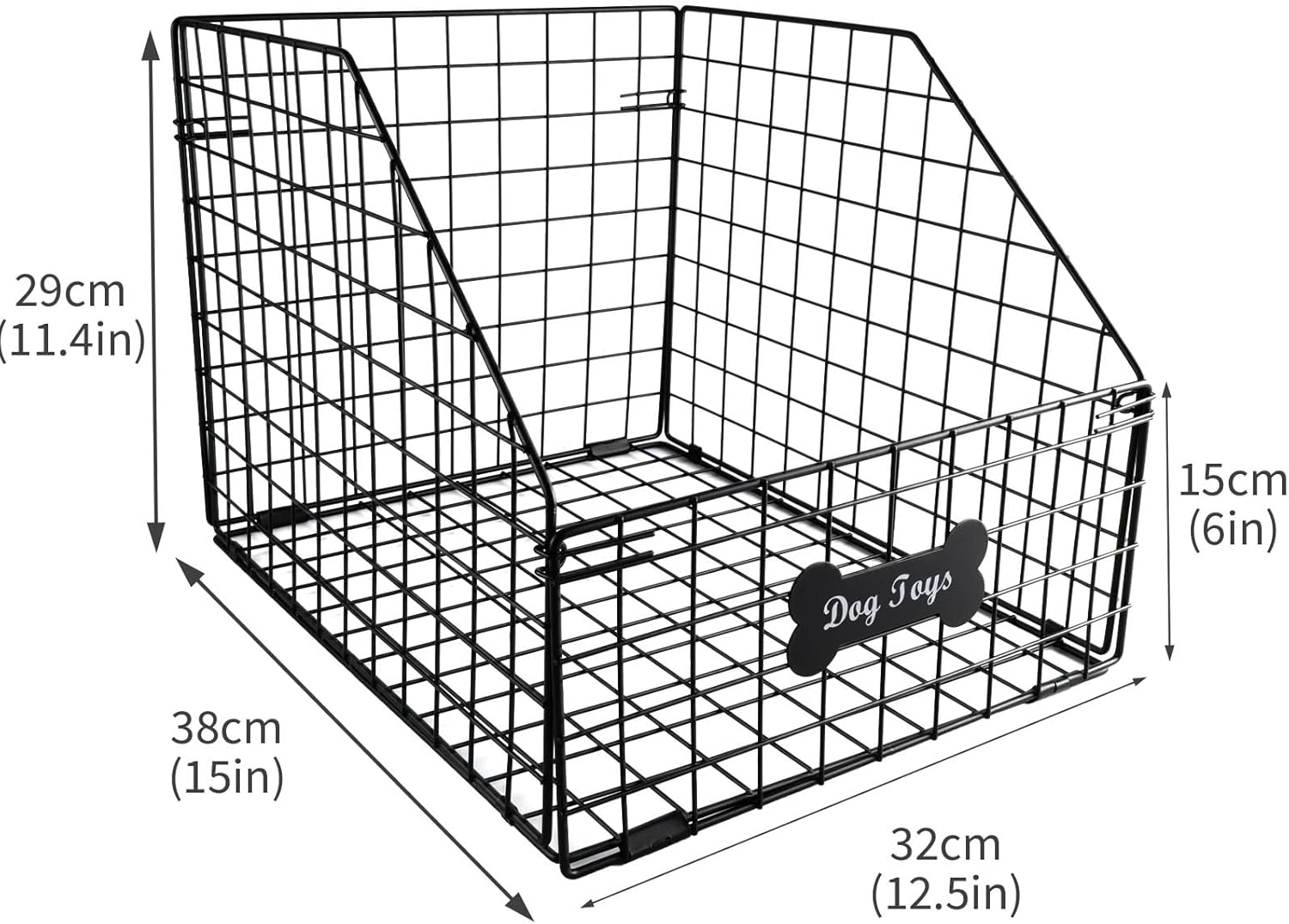 Geyecete dog toy basket Pet wire folding dog toy bin Trapezoid dog toy box Dog Toys Storage Toy box for dogs Chew-Proof Dog Food Toy Storage Container