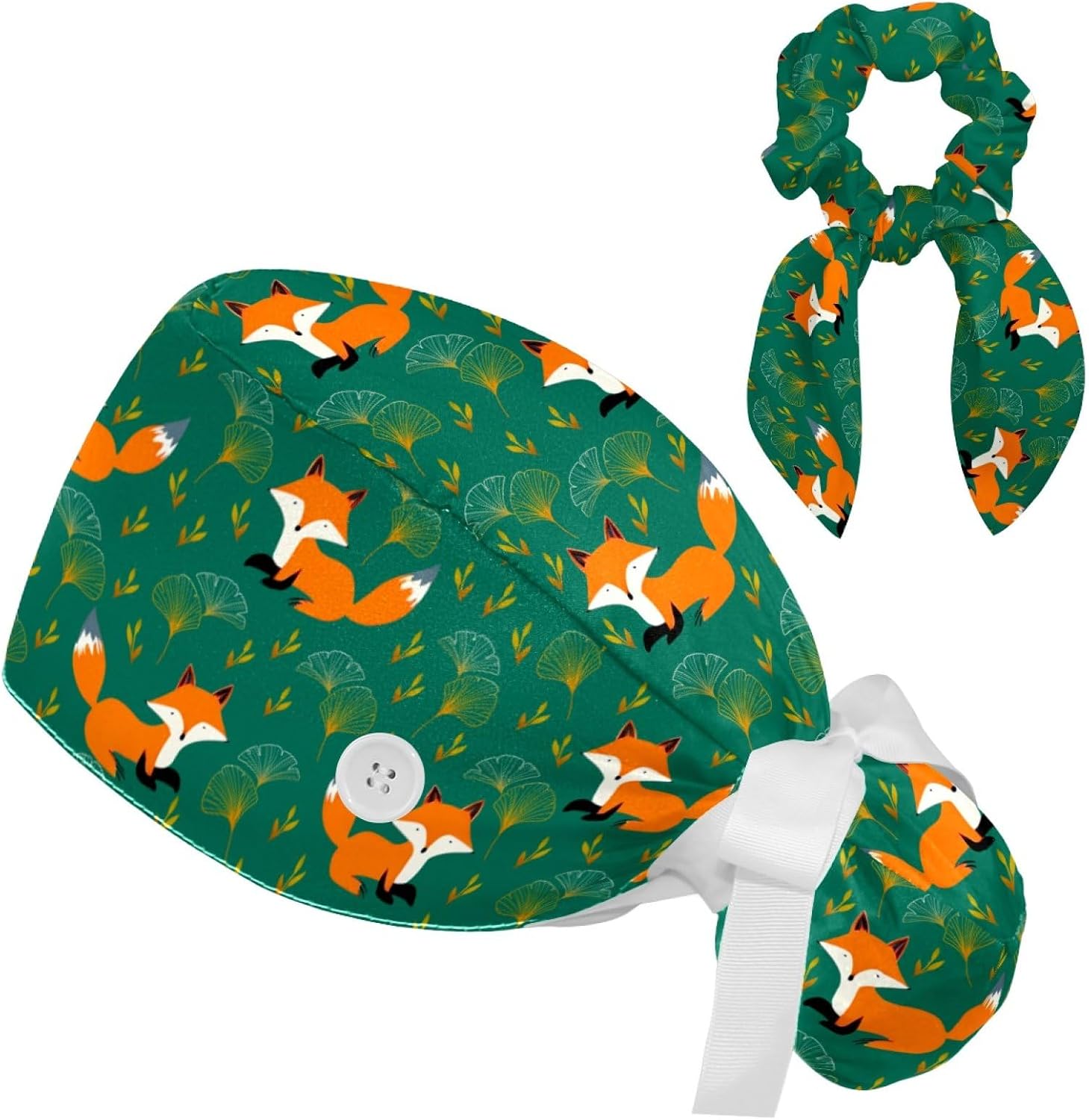 Scrub Caps Women Ponytail, Stylish Printed Surgical Cap with Buttons