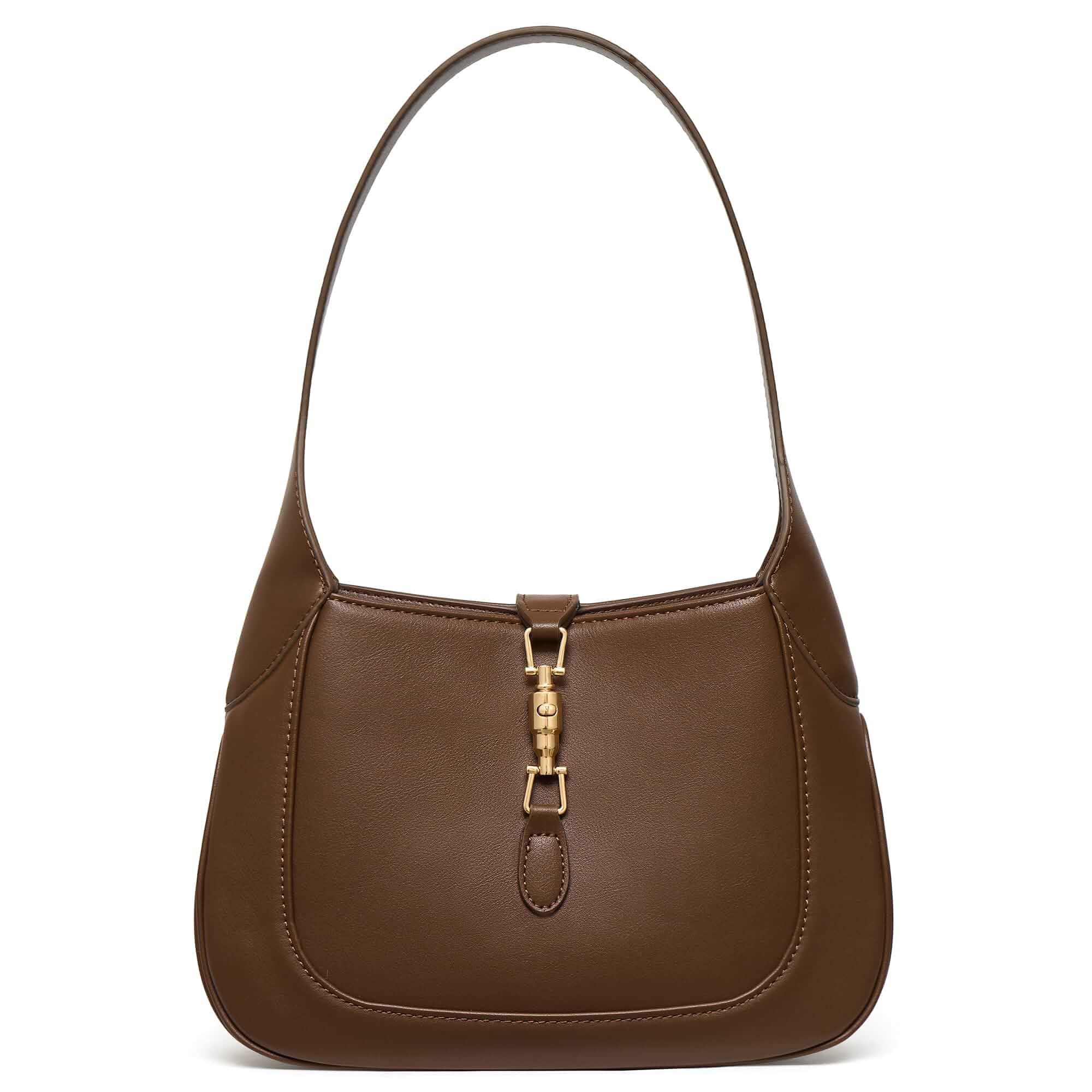 BOSTANTEN Shoulder Bag for Women Designer Lightweight Leather Purses Suede Front or Vegan Leather, Gold Push Lock, Lightweight, Crescent Shape, Fixed Top-Handle Strap, Versatile for Everyday