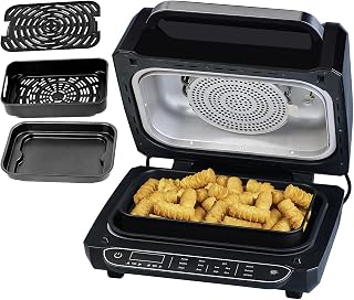 Rosenstein & Söhne 3-i-1 varmluftsfritös med bordsgrill, 1700 W, LED-display, upp till 7 l, svart