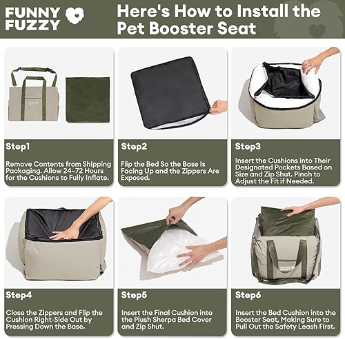 Miniatura 3 de FUNNY FUZZY Asiento de automóvil impermeable para perros pequeños y medianos de hasta 35 libras, asiento elevador para mascotas desmontable y