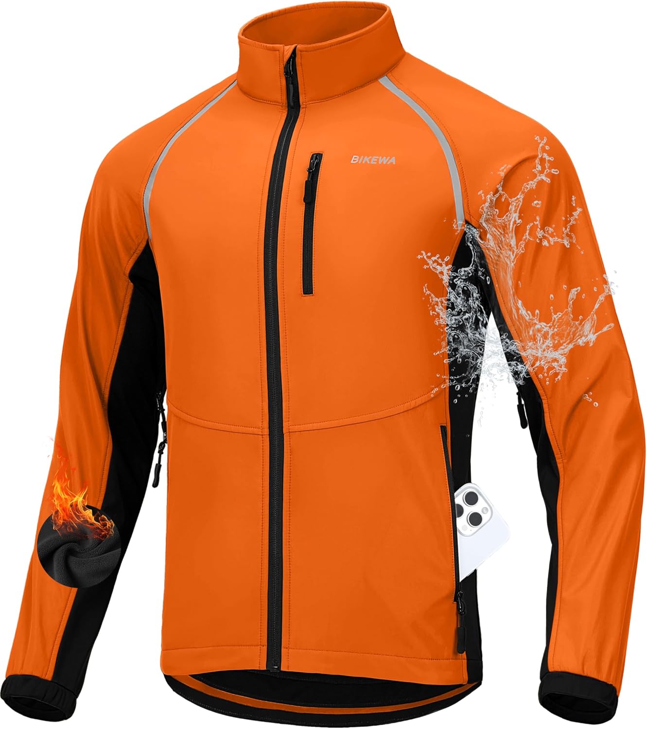Bikewa Men's Winter Cycling Jackets Thermal Warm Water Resistant Bike Running Windproof Jacket