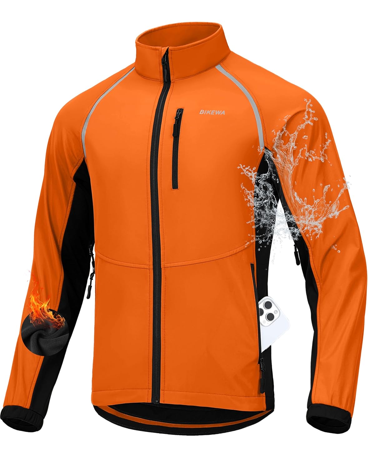 Bikewa Mens Winter Cycling Jackets Thermal Warm Water Resistant Bike Running Windproof Jacket