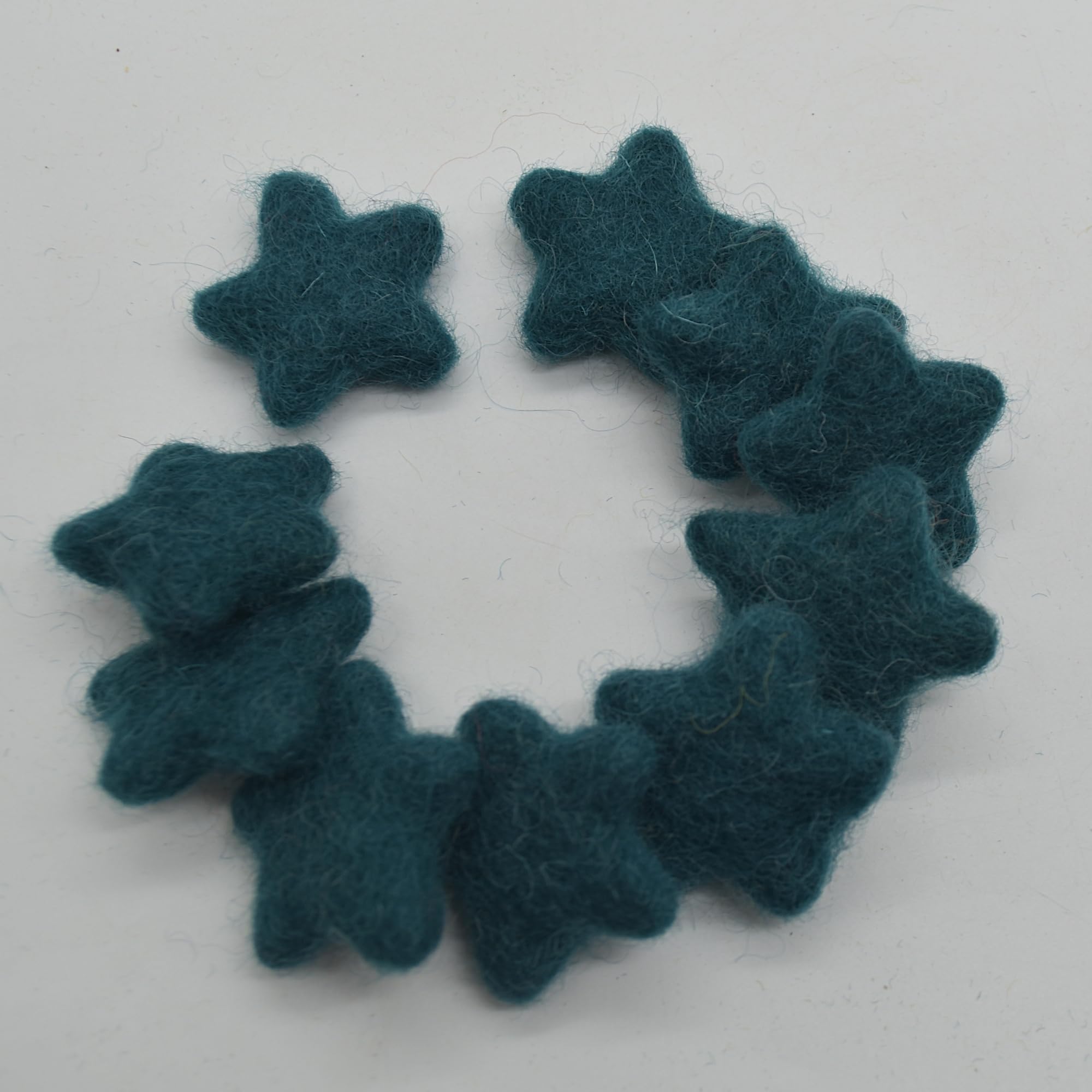 Oriental Direct Teal Green 100% Wool Felt Stars - 3Cm - 10 Felt Stars