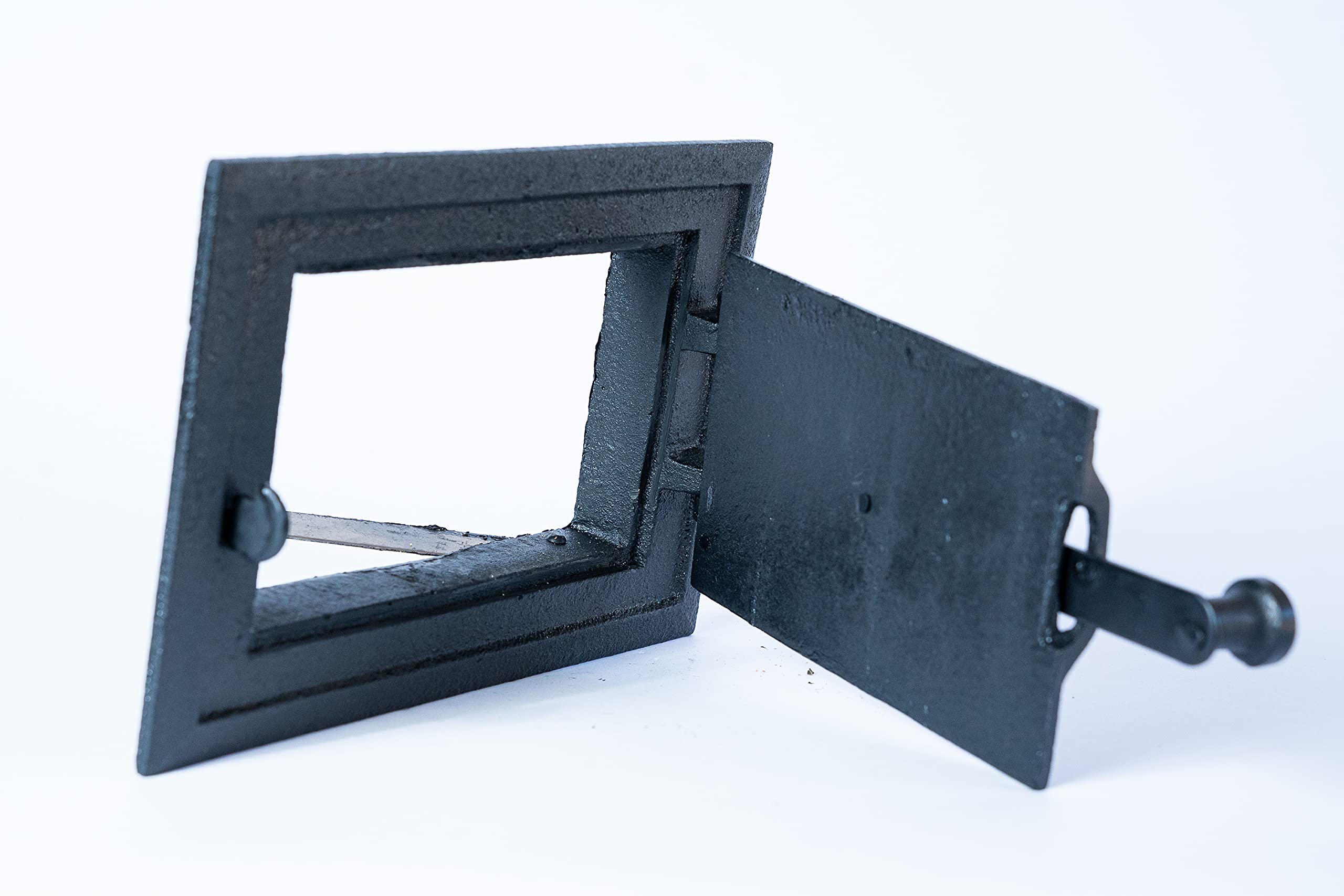 Euro Sezam - puerta de horno de hierro fundido negro - puerta de horno maciza y gruesa - puerta de horno de pizza - DZ067 - puerta simple con cerradura de puerta - 255x170 mm