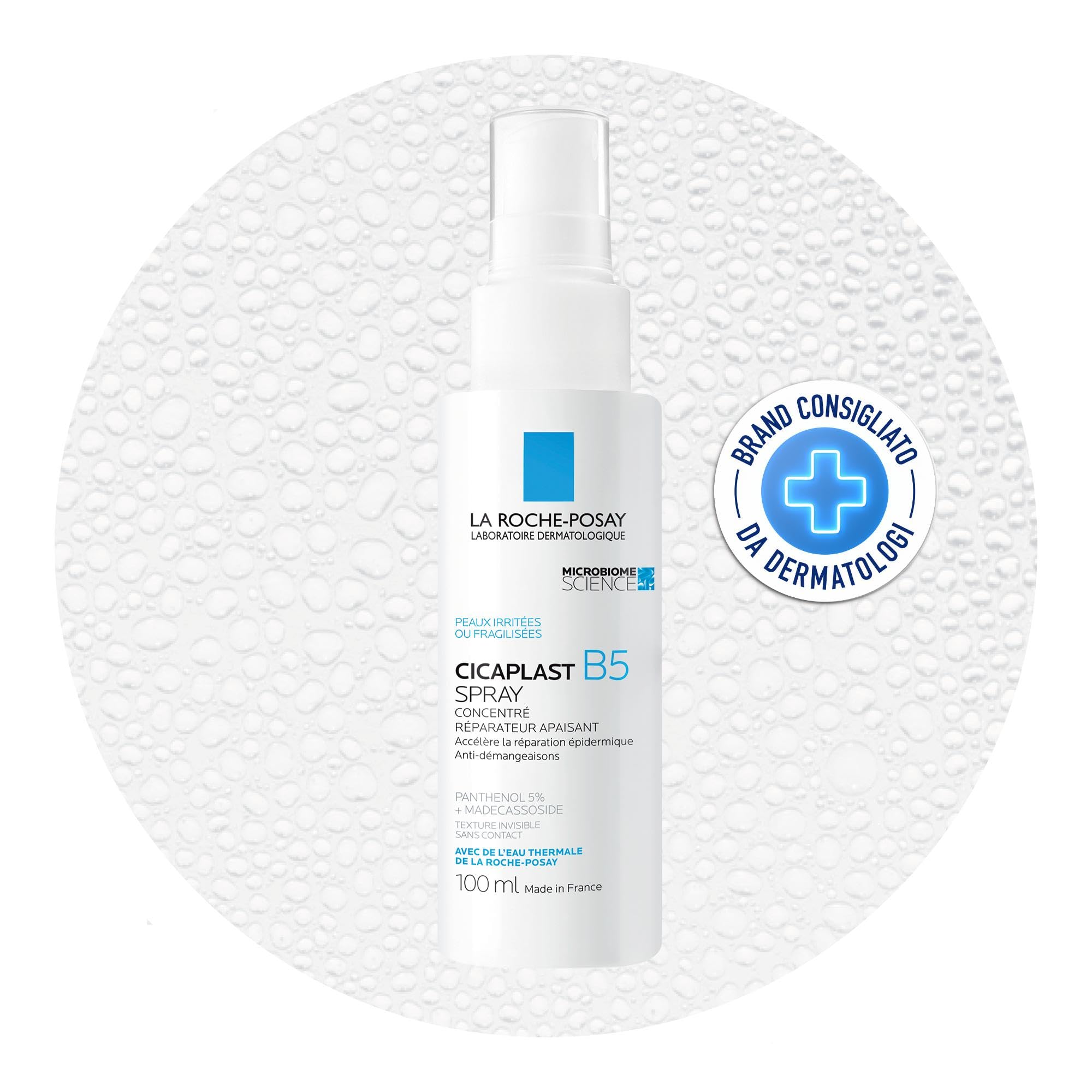 La Roche-Posay, Cicaplast B5, Spray Riparatore Lenitivo, Anti-Irritazione e Anti-Prurito, Arricchito con Madecassoside e Pantenolo, Per pelli sensibili, 100 ml