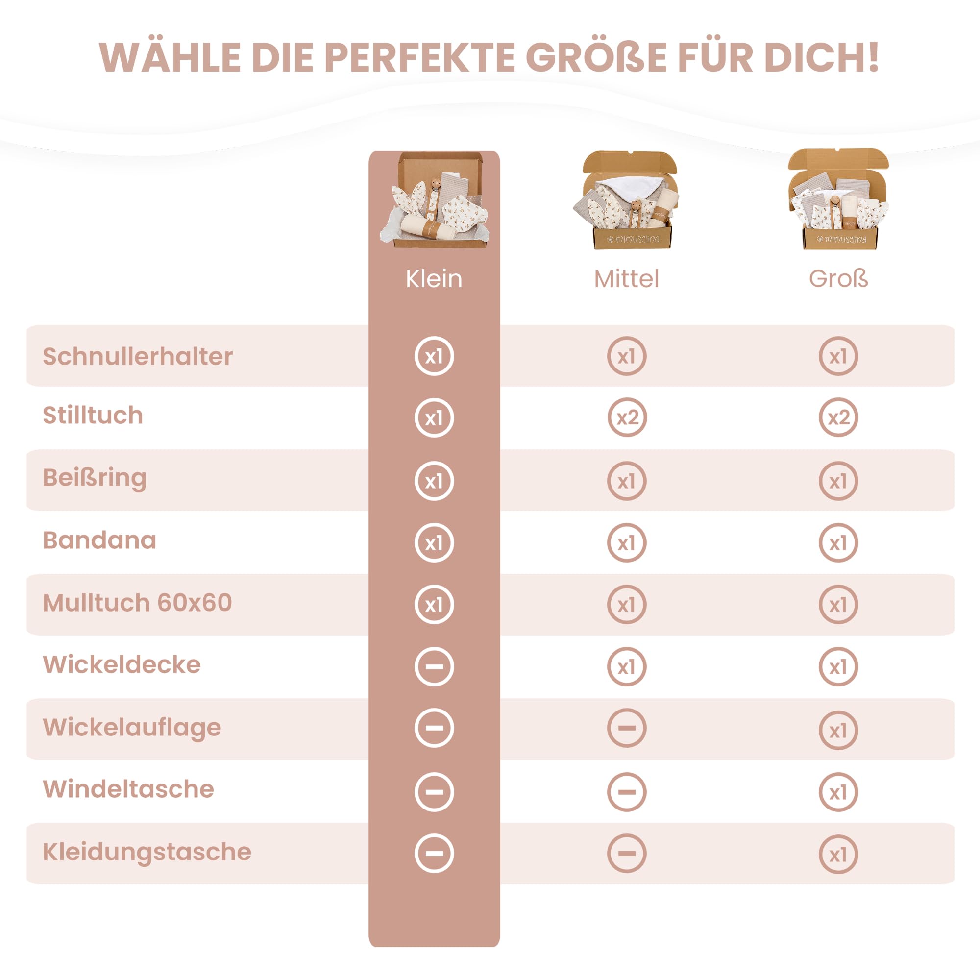 MIMUSELINA Pack Neugeborenen Geschenk | Baby Geschenk Mädchen oder Junge | Babygeschenke zur Geburt & Baby Shower | Geschenkbox verfügbar in verschiedenen Größen | Sahara, Small