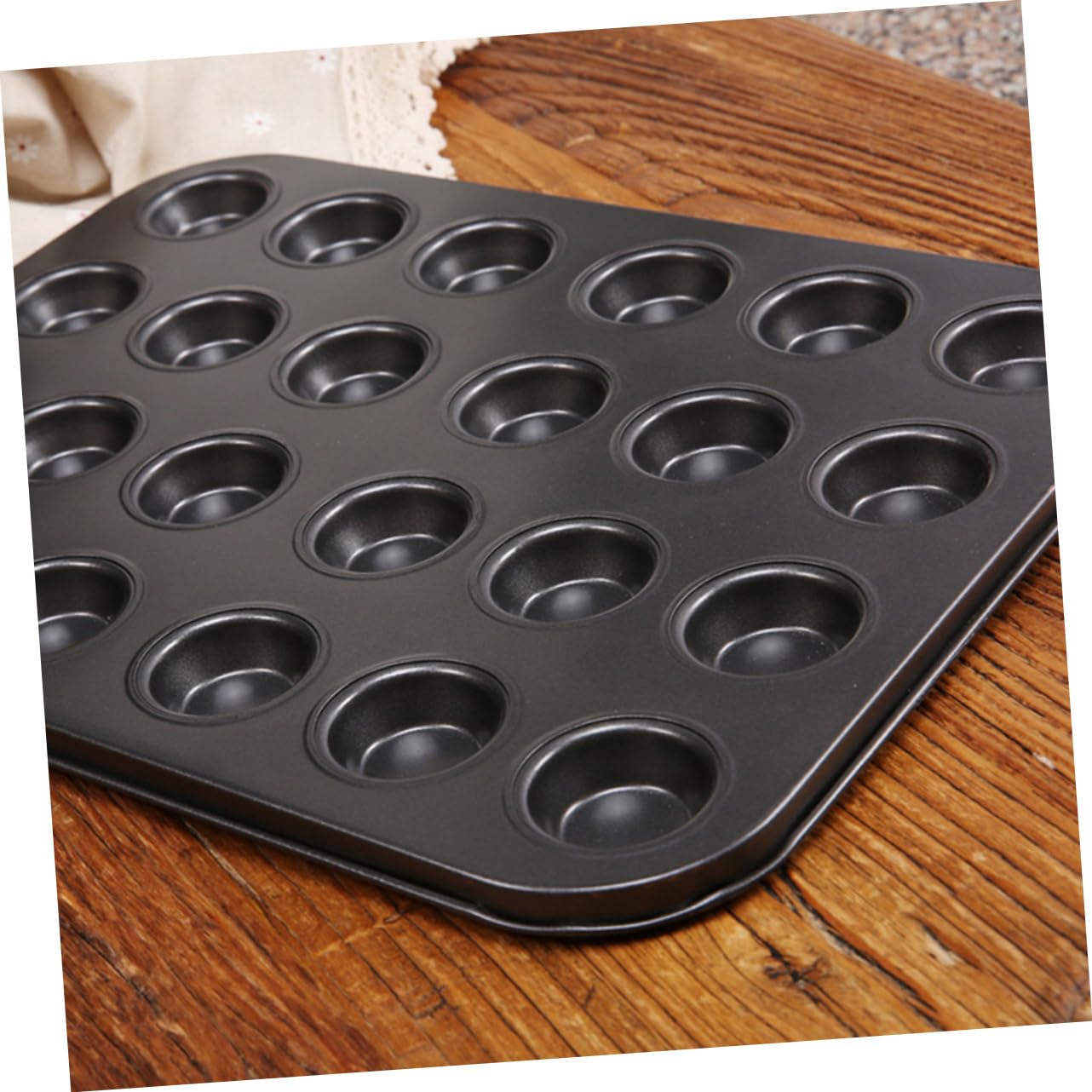 Stampo Muffin Antiaderente 24 Cavità Nero in Acciaio al Carbonio