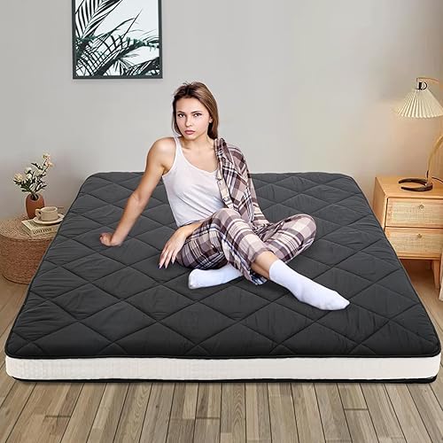 Miniatura 8 de DoCred Japanese Floor Mattress, Japanese Futon Mattress Foldable Mattress, Roll Up Mattress Tatami Mat, Thick Folding Sleeping Pad Breathable Floor