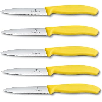 Victorinox 5-Piece Vegetable Knife Set Swiss Classic Yellow - 10 cm with Serrated Edge - Tomato Knife