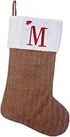 Vista 84 de Medias de Navidad con monograma de punto gris de 19.5 pulgadas. Calcetines de Navidad con inicial personalizadas, decoración de fiesta de Navidad