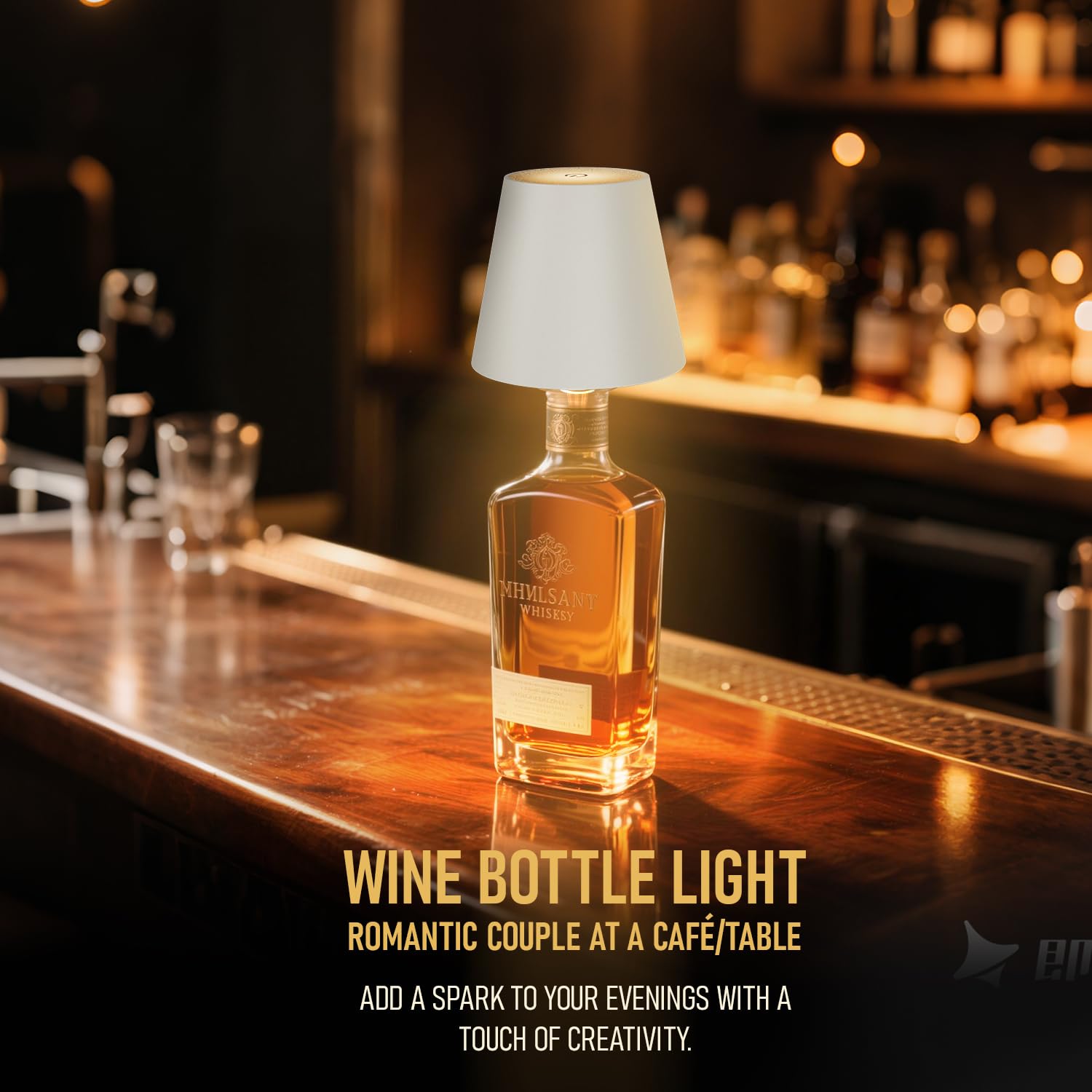 MU LIN Wiederaufladbare Flaschenlampe, kabellose Tischlampe, Touch-Steuerung, 3 Farbtemperaturmodi, dimmbar, für Wohnzimmer, Restaurant
