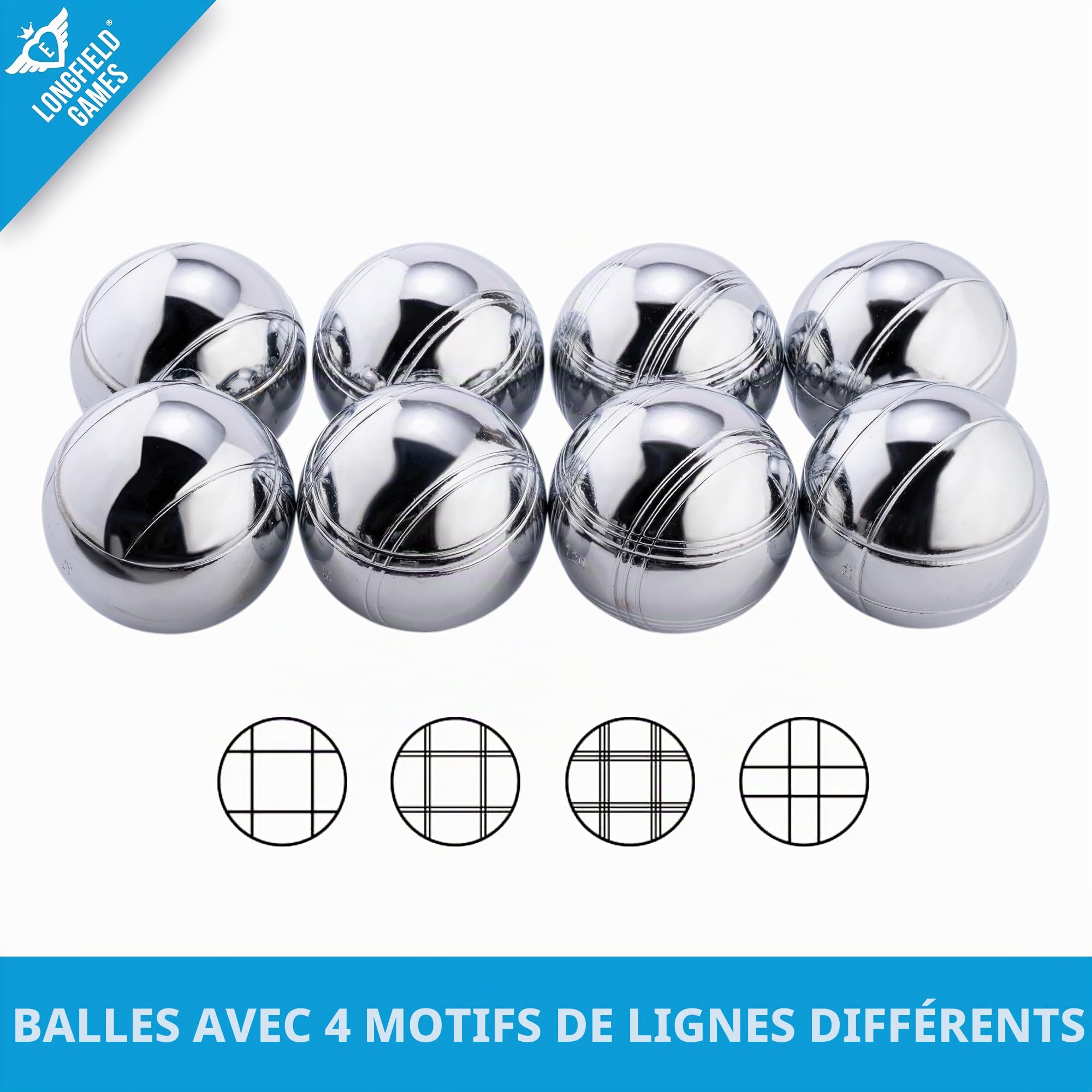 Engelhart Boule De Petanque Chromee Lot De 8 Boules 74 Mm 720 G - Coffret Bois 2 A 4 Joueurs | Jeux Exterieur Adulte Famille Pour 2 A 4 Joueurs - Cochonnet Bois, Cordon De Mesure, Coffret Cadeau, Jardin Et Camping