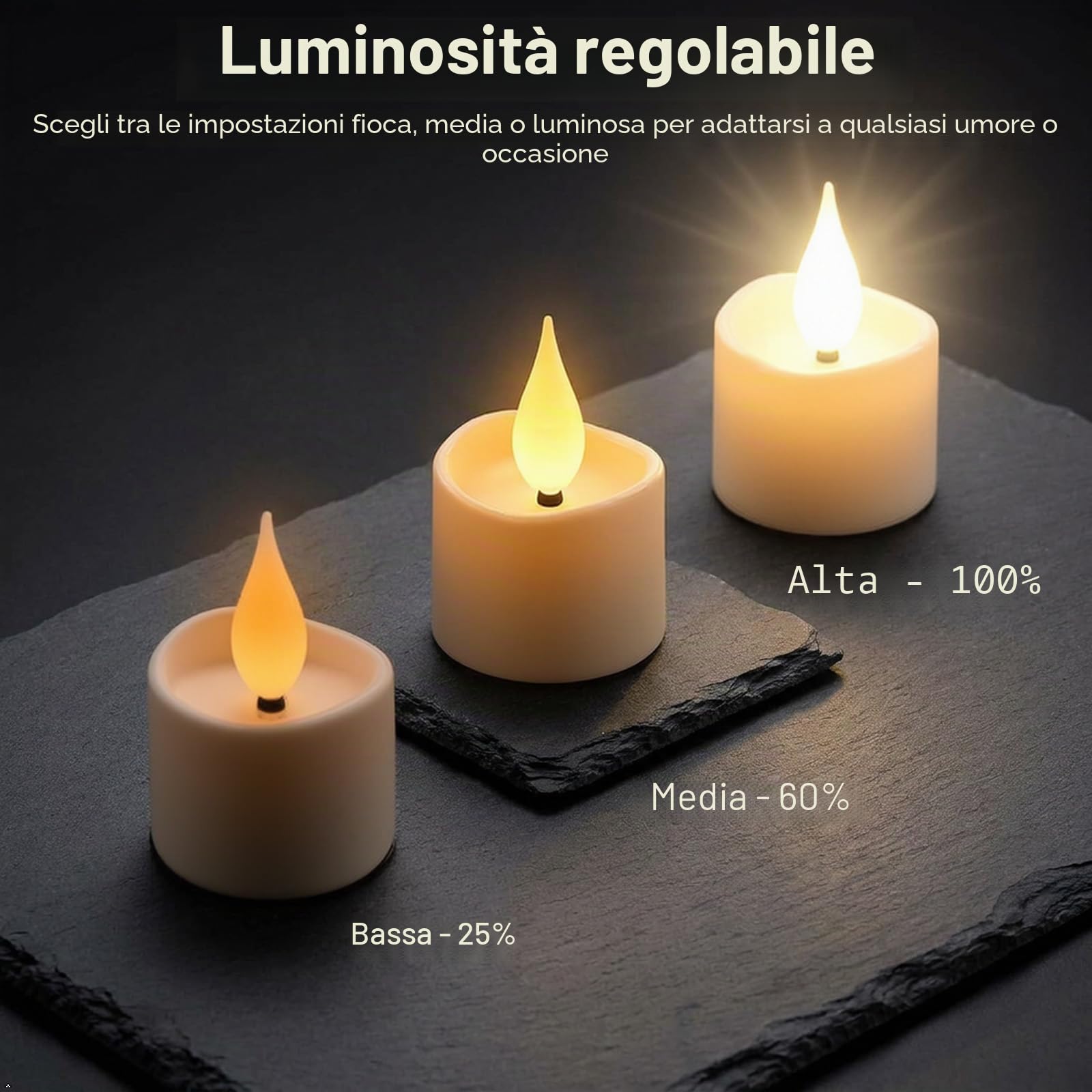 Candele LED Senza Fiamma Ricaricabili con Telecomando,Confezione da 12