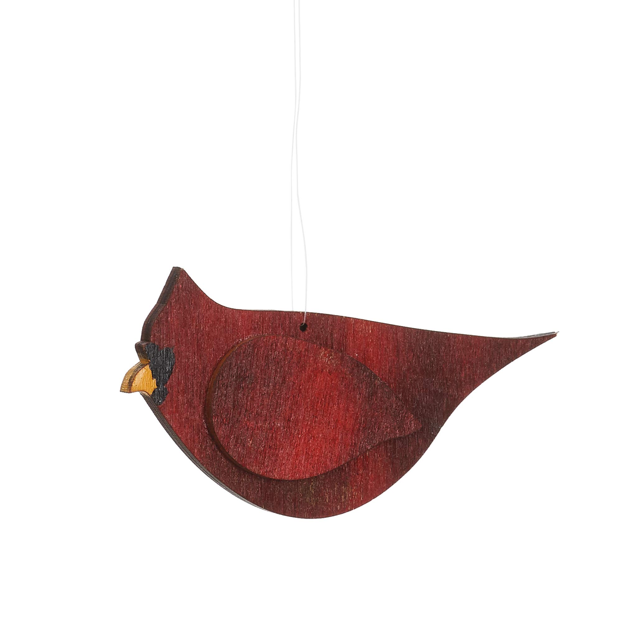 Napco Imports Red Cardinal 4 x 2 Inch Wood Hanging Christmas Ornament Figurine Pack of 2