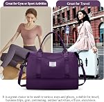 Travel Duffel Bag Sports Gym Tote Bag for Women, Carry on Luggage Bag for Airplanes, Lightweight Weekender Overnight Shoulder Bag Waterproof Beach Hospital Bag with Shoes Compartment,A08-Dark Purple