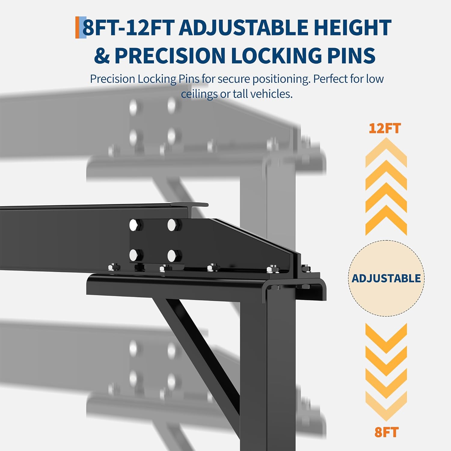 Adjustable Gantry Crane 1 Ton (2200 LBS) with Manual Trolley, Hook and Sling Strap, 12 Locking Positions (97" to 141") with Triangle Base, Portable I-Beam Hoist for Factory, Warehouse, Auto Repair
