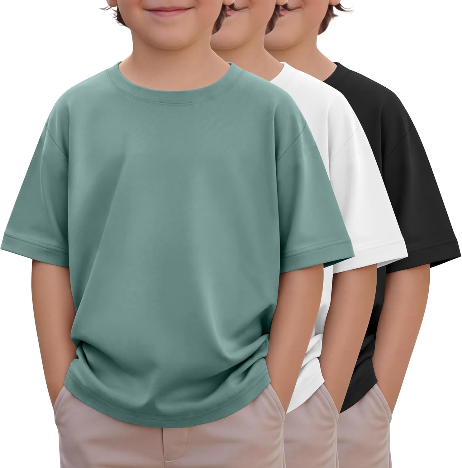 Halfchet 3 Pack Baby Boys T Shirts Toddler Oversized Crew Neck Short Sleeve Tops Loose Fit Casual Basic Tees 18M-5T