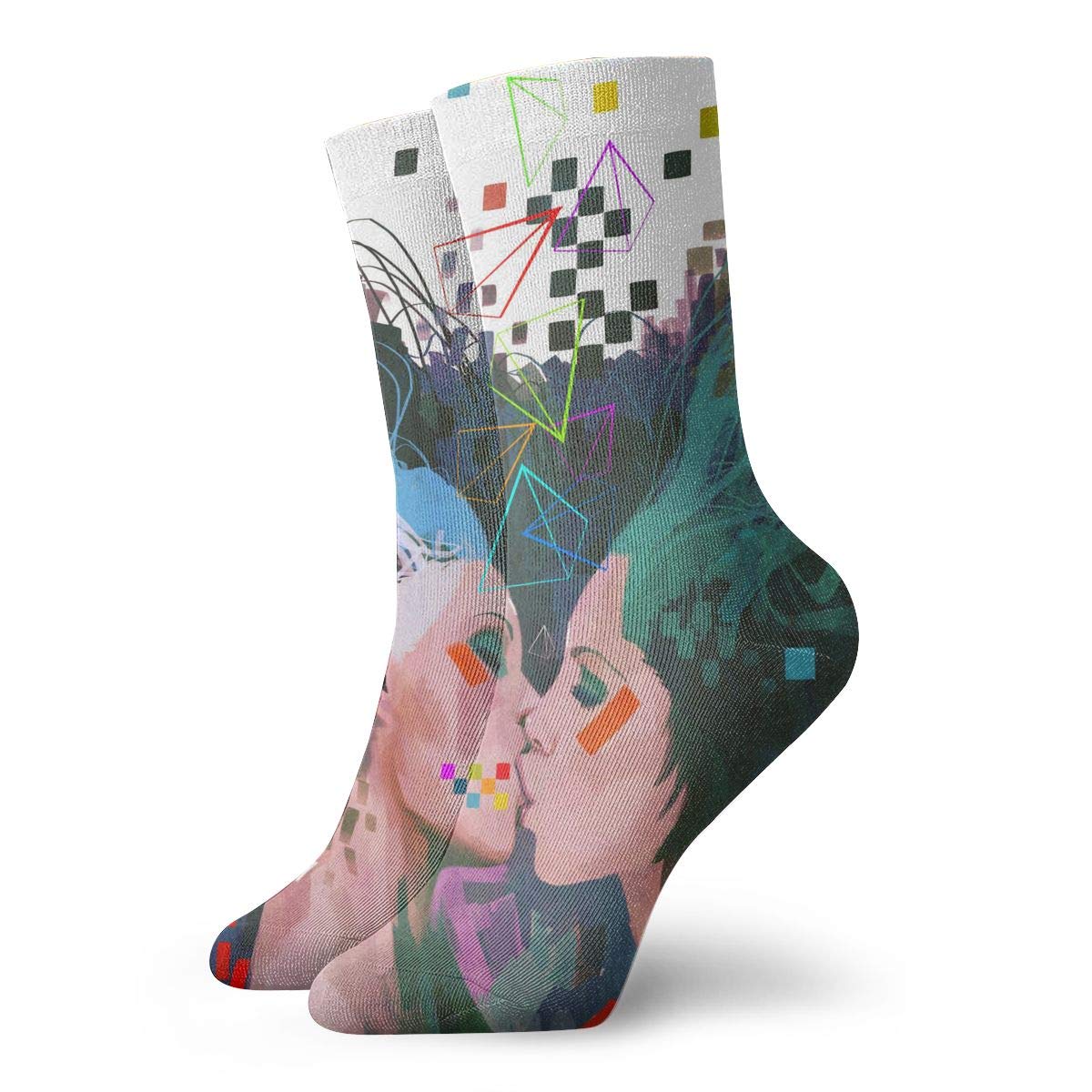 MSONNET Novelty Design Crew Socks, LGBT Kiss Lesbian Pride Girls, Valentine's Day Holidays Crazy Fun Colorful Fancy Socks, Winter Warm Stretchy Crew Socks