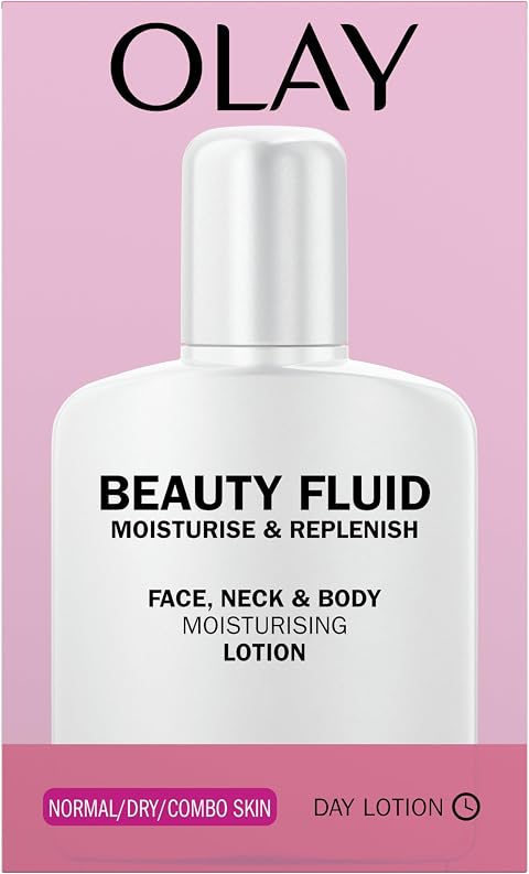 Olay Beauty Fluid Face & Neck Lotion, 24H Lightweight Moisturisation 200ml | For silky soft and smooth skin