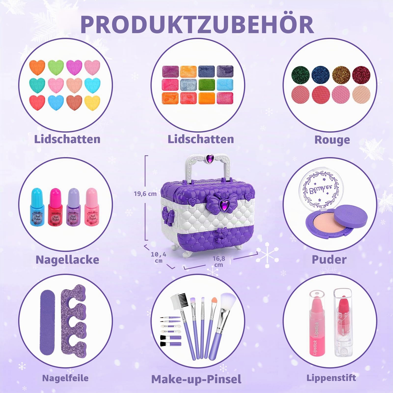 Jooful Kinderschminke Set Mädchen 55 Teile Waschbarer Schminkkoffer Mädchen Sicher Hautfreundlich Kinder Make-up Spielzeug Geburtstagsgeschenke für Mädchen 3–10