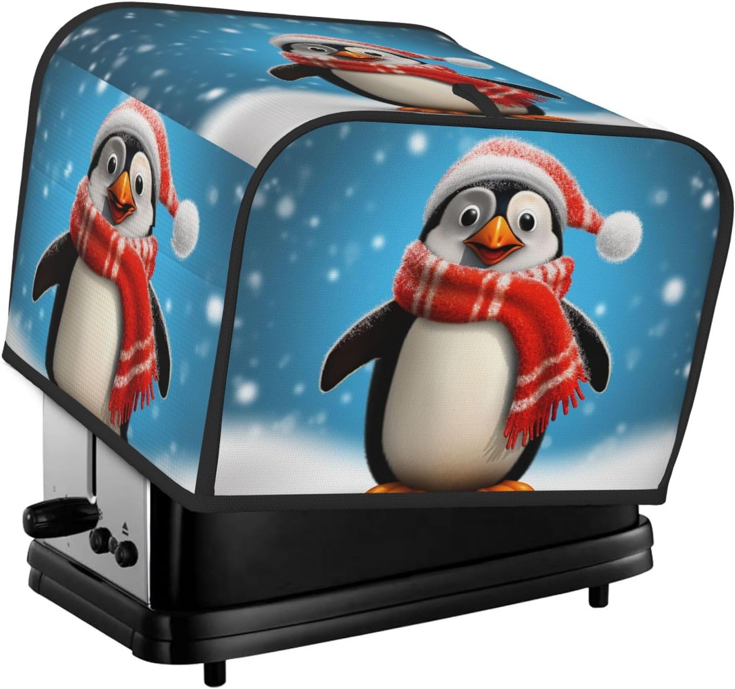Toaster Covers 4 Slice,Christmas Funny Penguin Bread Toaster Oven Cover Dustproof Washable Kitchen Small Appliance Covers Bakeware Protector For Dining Room Home Table Decor Gifts