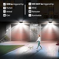 Vista 2 de AmeriTop Solar Lights Outdoor, 2 Pack LED High Brightness Cordless Solar Motion Sensor Lights; 3 Adjustable Heads, 270° Wide Angle Illumination