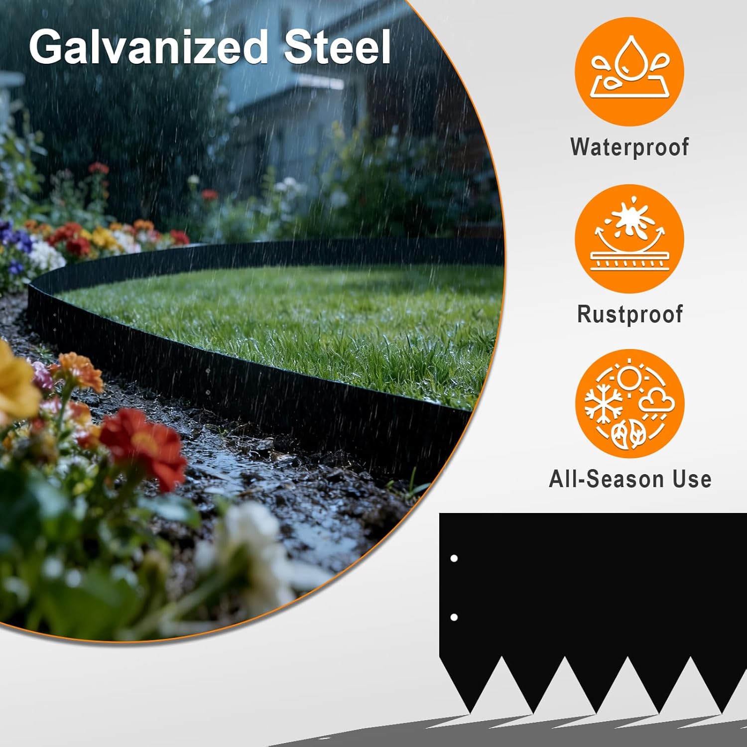 Metal Landscape Edging (6 Pack) - 40" L x 8" H, Galvanized Steel Garden Edging Border with Screws, Hammer in Landscape Edging for Yard & Pathway
