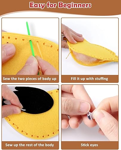 Miniatura 56 de CiyvoLyeen Kit de costura para niños – Juego de costura DIY Safari Jungle Animales Felpa Adornos de Fieltro para niñas y niños de 7 a 12 años, kit