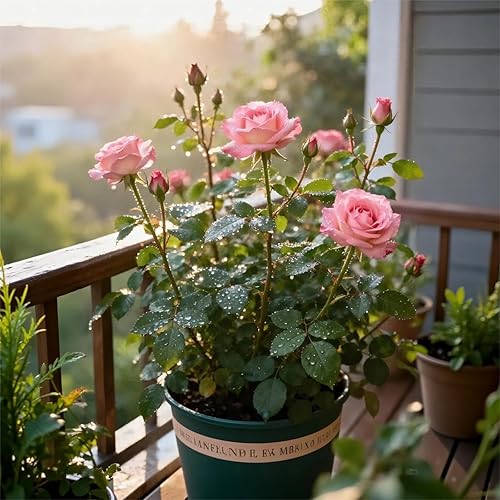 Miniatura 2 de Plántulas de rosa rosa, plantas de rosas en maceta Moonriven, románticas flores rosadas para jardines encantadores, arbustos con flores para
