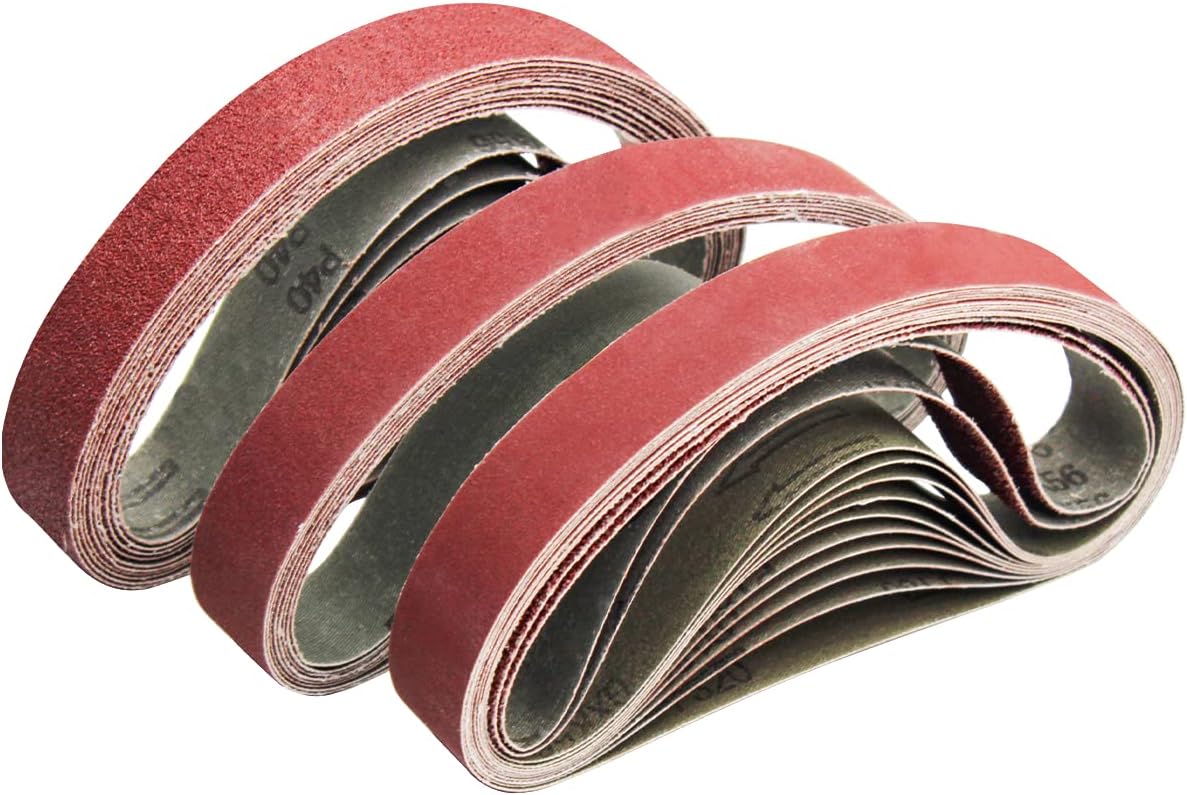Sanding Belts 20 x 520 mm.5 Different Grits.6 X 40/80/120/180/320 Each,Abrasive Belt Set, for Power Tool Sander for Cleaning Burrs, Paint (30 pcs)