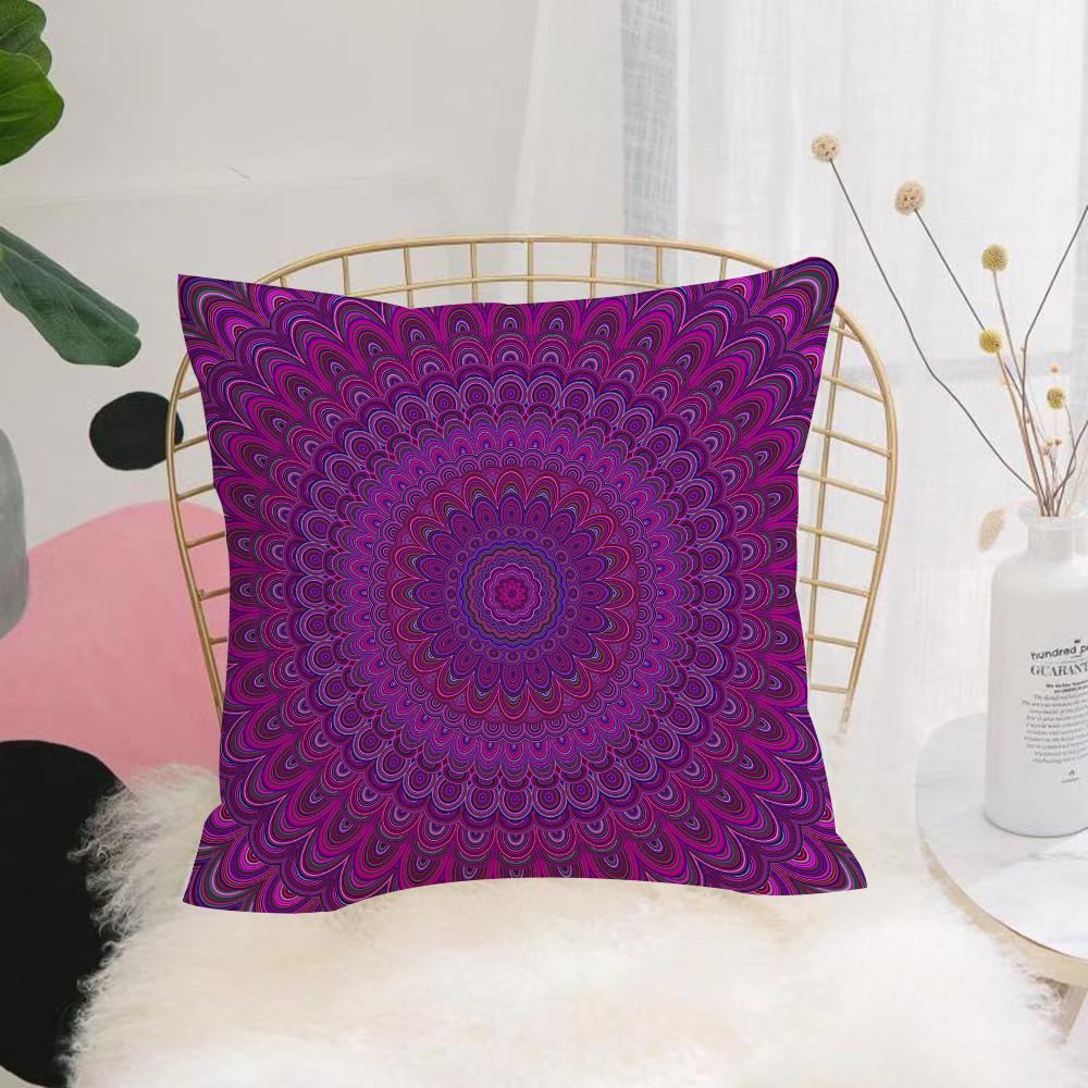 HYMSXW Cushion Cover,Throw Pillow Case Home Decorative for Living Room Bedroom Sofa Chair 20X20 Inch,Eggplant, purple mandala shape inspired by a kaleidescopic style of the sixties,Pillowcase 50X50cm