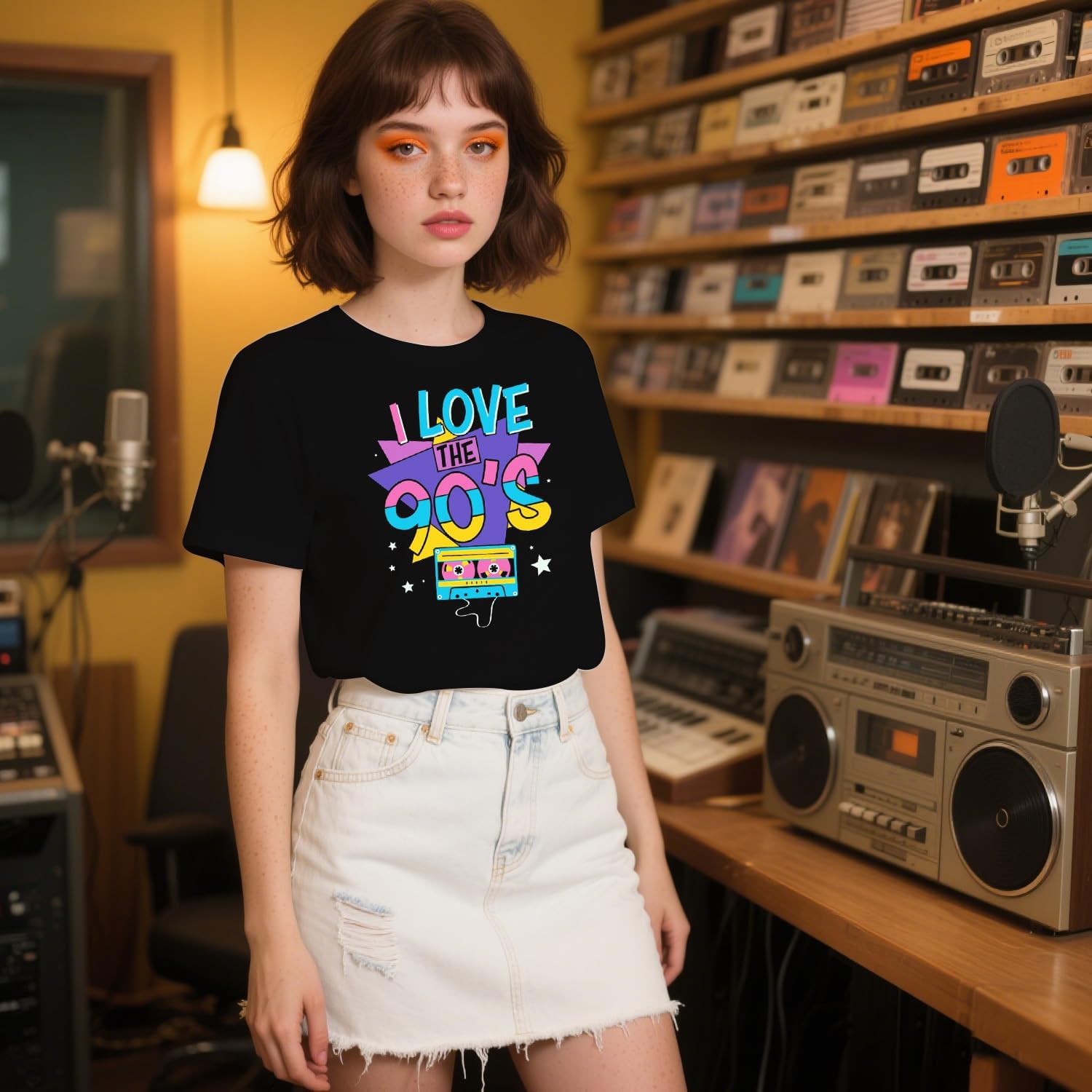 90's Shirt for Women I Love The 90's T-Shirt Back to The 90s Tee Vintage Neon Party Music Tops - Image 2