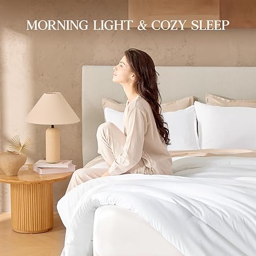 Miniatura 5 de Juego de edredón blanco tamaño king de Andency, 3 piezas, ropa de cama boho sólida para mujeres y hombres, juego de edredón suave, ligero y