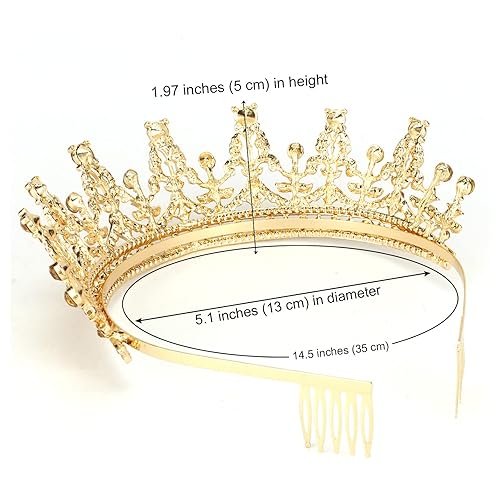 Miniatura 2 de COCIDE - Tiara y corona de oro oscuro para mujer, coronas de boda de cristal para novias con peine para mujeres, diadema para niñas con diamantes de