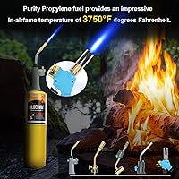 Vista 5 de BLUEFIRE (2) cilindro de gas MAPP moderno de 14.1 onzas, 99.9% de propileno de alta pureza igual a MAP-PRO más caliente que el combustible