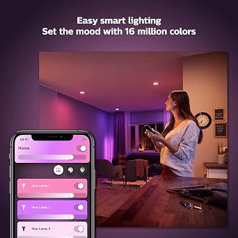 Philips Hue Smart 85W BR30 LED Bulb - White and Color Ambiance Color-Changing Light - 4 Pack - 1200LM - E26 - Indoor - Control with Hue App - Works with Alexa, Google Assistant, and Apple Homekit