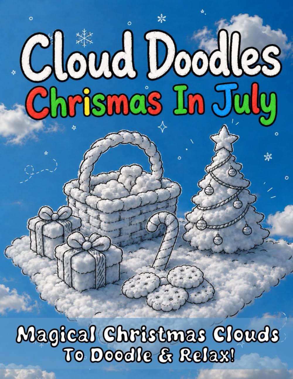 Cloud Doodles Chrismas In July: A Relaxing Cloud Doodle Activity Book for Kids, Adults & Seniors | Creative Family Fun Time Not Only When On The Go! (Christmas In Summer)
