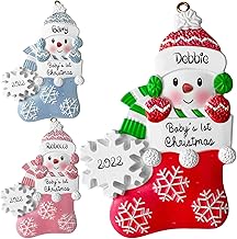 Baby First Christmas Ornament 2023,Personalized Christmas Ornament - 3 Color Options - Babys First Christmas Ornament 2023 Boy Girl w/Name and Year,Snowman Custom Christmas Tree Ornament