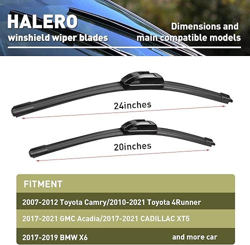 Miniatura 4 de 24"+20" Windshield Wiper Blades Premium All-Season Durable and Quiet Silicone Wiper Blade Fit for Cadillac XT5 2017-2021,Toyota 4Runner