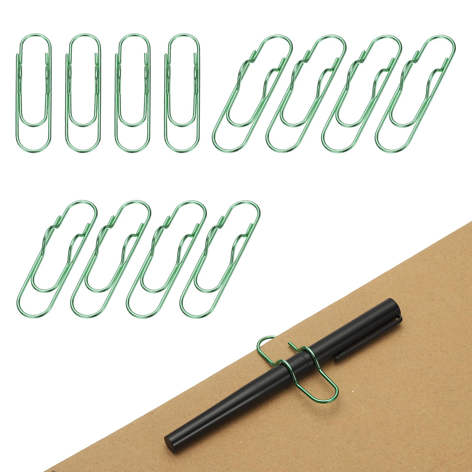 Attache stylo en métal vert pour ne plus perdre vos crayons sur vos carnets