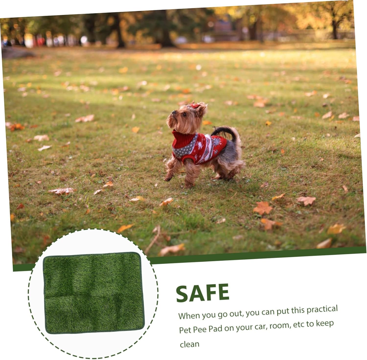 Wear Resistant Artificial Grass Pet Pee Mat Decorative Fake Grass Pad for Dogs and Cats Portable Reusable Dog Potty Mat with Strong and Water Absorption for Indoor and Outdoor Use