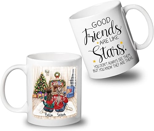 Vista 54 de Taza de café blanca de 2 mejores amigos, 11 onzas, 15 onzas, taza de amistad personalizada para mujeres, mejor amiga, mejor amiga, hermana, hermana
