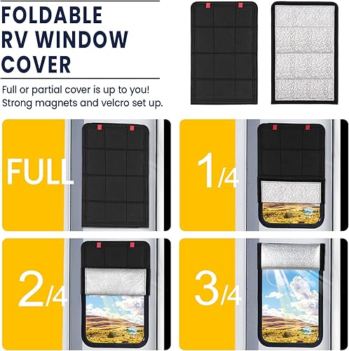 Miniatura 22 de Persiana para ventana de puerta de caravana, cubierta opaca plegable para caravana, protección contra rayos UV, cubierta de ventana de puerta