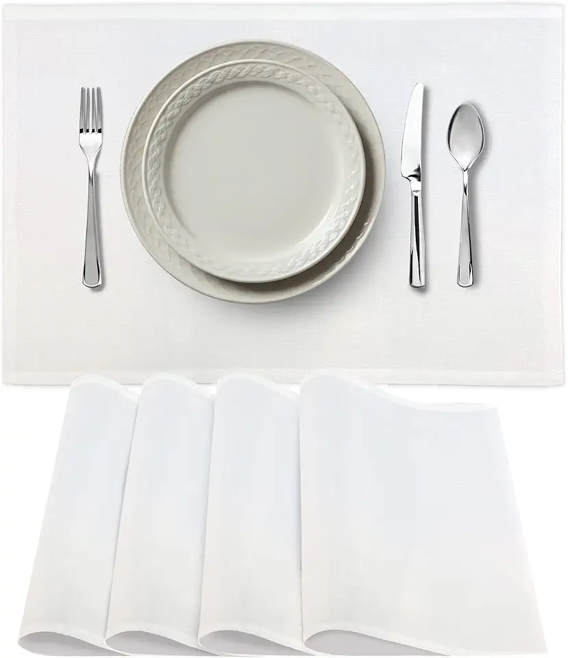 Jogo americano europeu premium de linho de mesa - 56% algodão 44% tecido de linho, design de tecido jacquard - para todas as ocasiões ou uso diário - lavável na máquina - Carlo Lamperti Itália